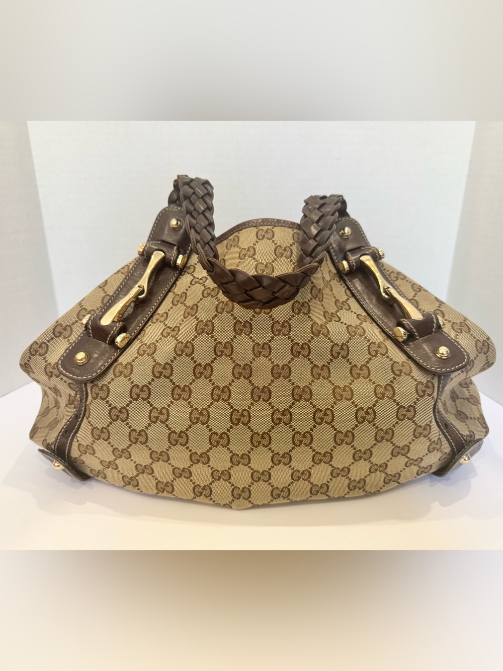 GUCCI Pelham Brown GG Canvas Shoulder Bag + Orig Dust Bag